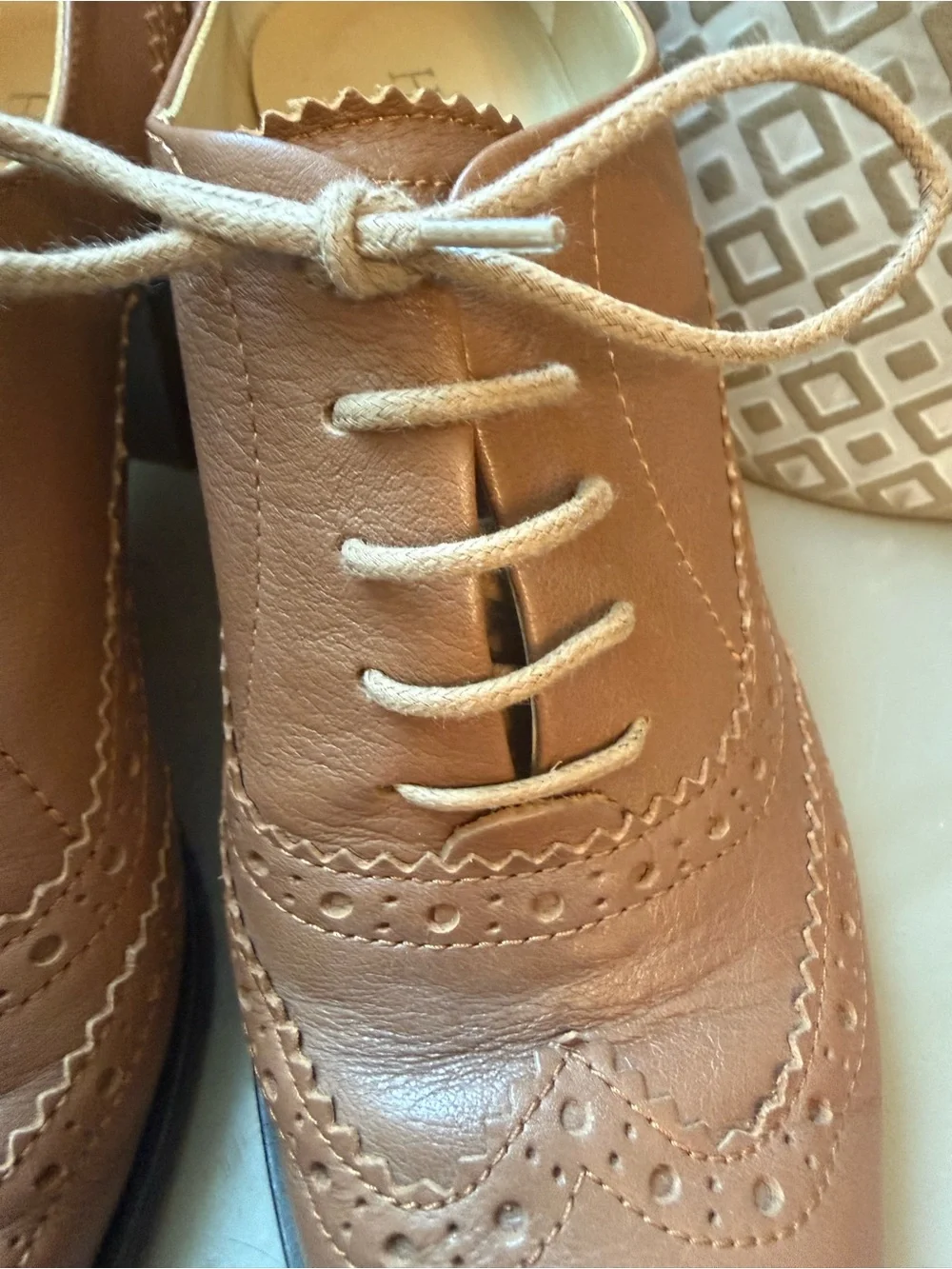 Hobbs London 7 Lace-Up Wingtip Oxford Block Heel Retro Vintage Style Office Boho